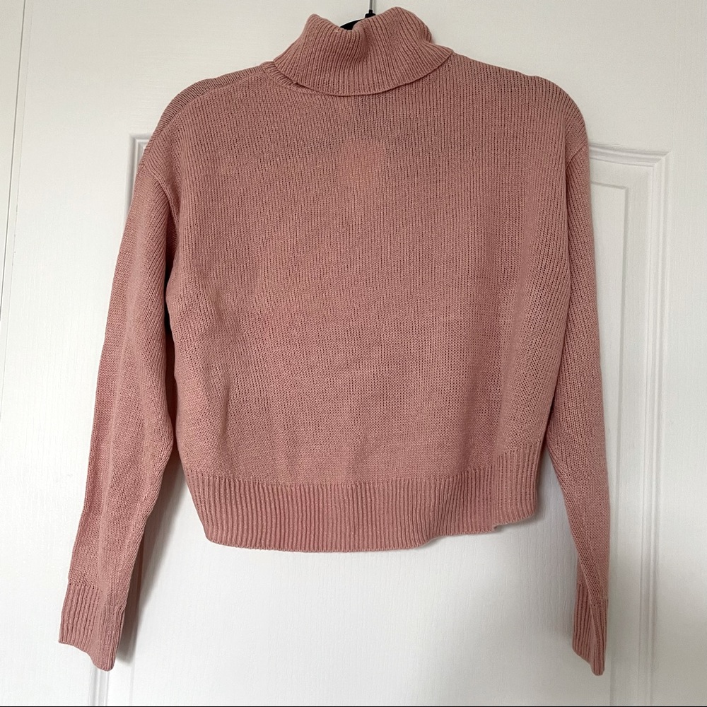H&M Pink Turtleneck Cropped Sweater